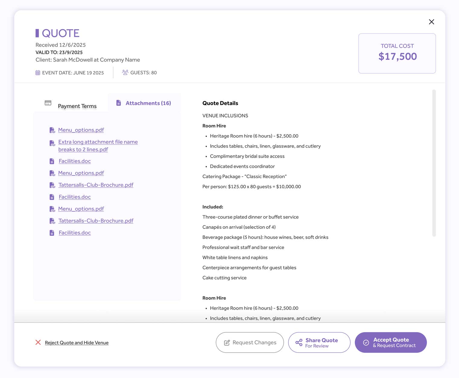 Quote comparison dashboard